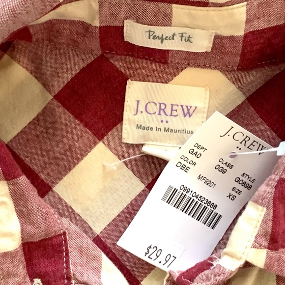 NWT J. Crew Gingham Homespun Shirt in Perfect Fit Size XS - Picture 4 of 8